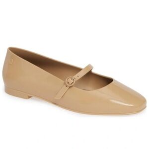 New Melissa Believe Mary Jane Rubber beige Flats Sz 7